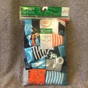 NIB-10 pack Wonder Nation Toddler Briefs sz2T-3T Cotton Comfort Waistband
